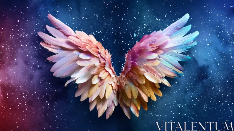 AI ART Multicolored Angel Wings in Surreal Setting