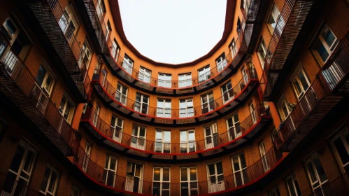 Red Brick Residential Building with Round Courtyard