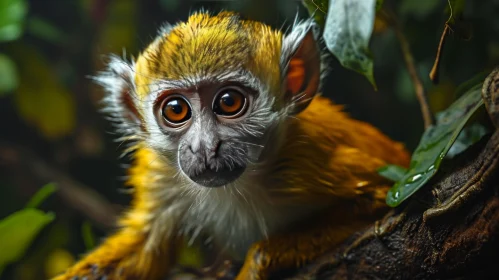 Stunning Squirrel Monkey Portrait in Tropical Rainforest