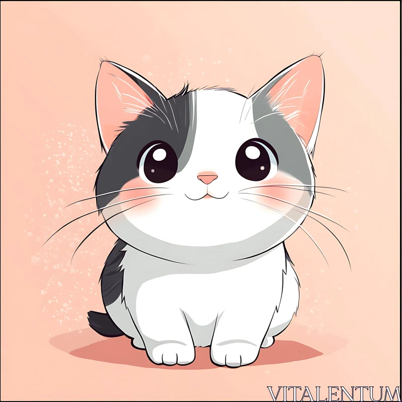 Cute Kitten Drawing in Pastel Shades AI Image