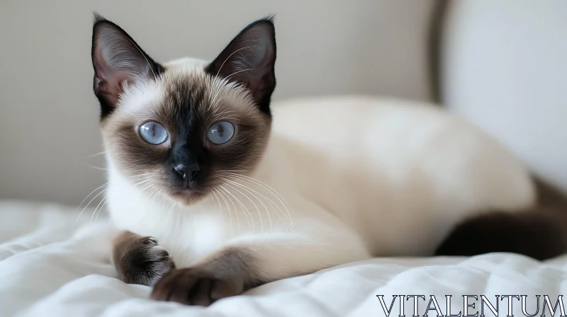 Siamese Cat with Striking Blue Eyes AI Image