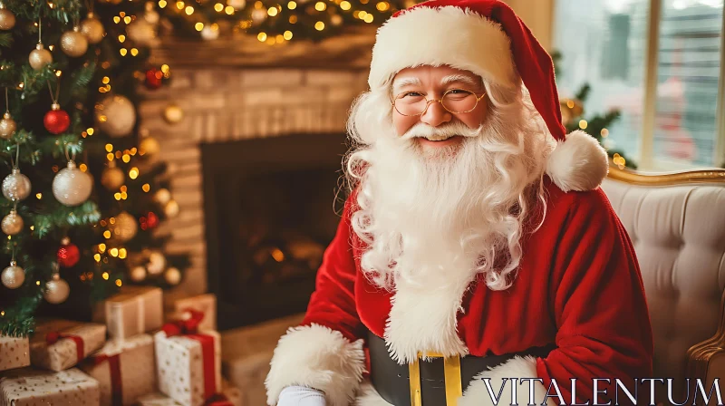 Santa Claus in Festive Holiday Setting AI Image