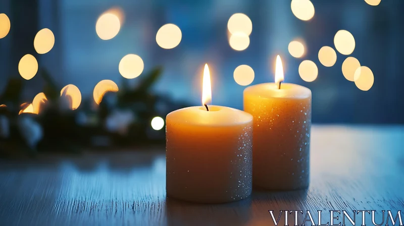 Serene Candlelit Ambiance with Gentle Bokeh Lights AI Image