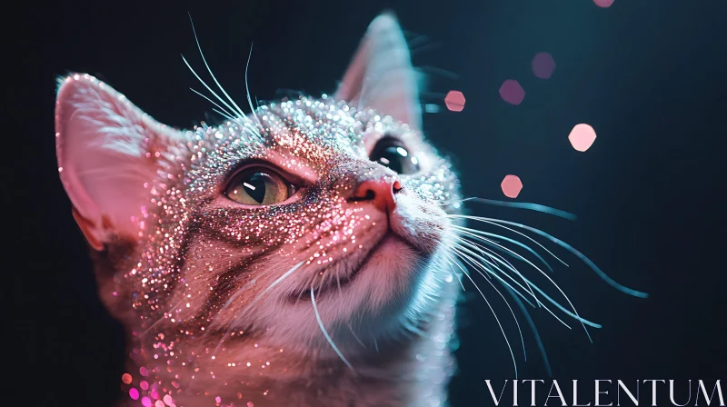 Sparkling Glitter Cat in Enchanting Light AI Image