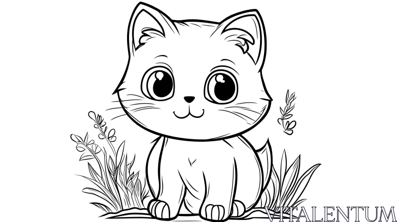 Charming Kitten Illustration AI Image