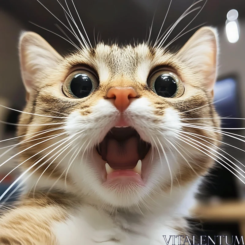 Astonished Cat Close-up AI Image