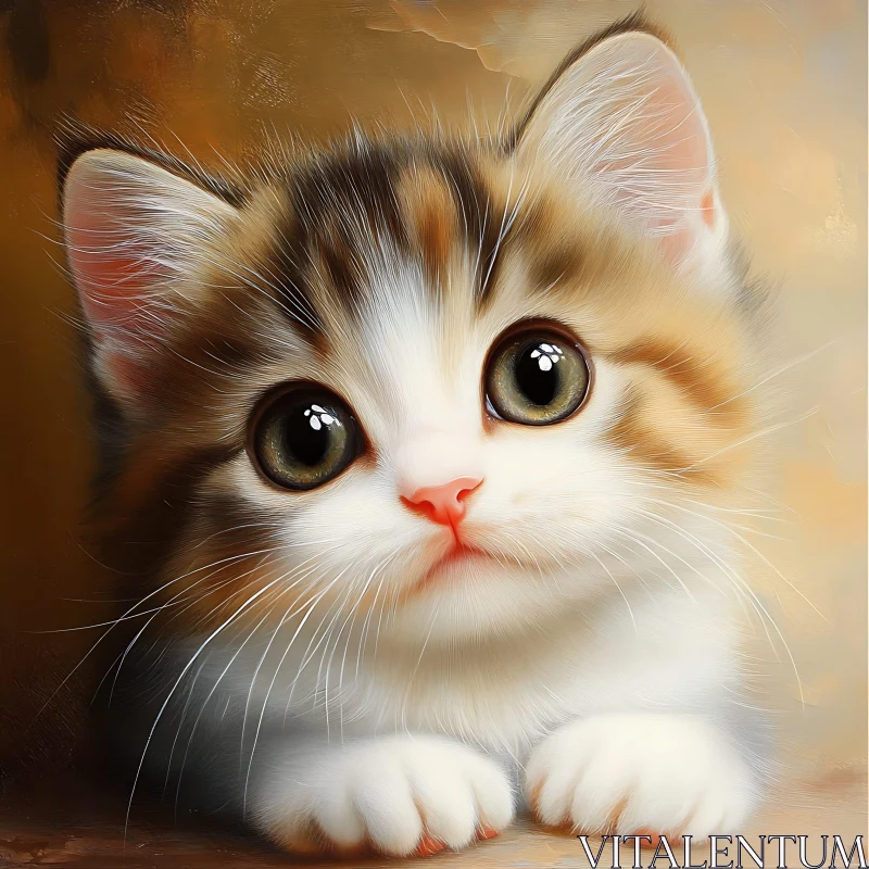 Cute Fluffy Kitten Portrait AI Image