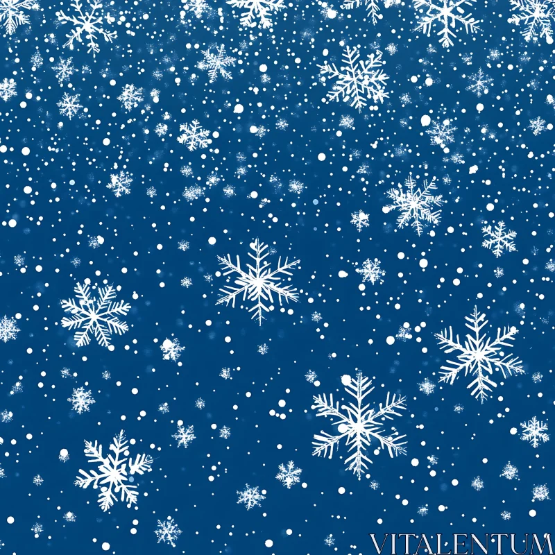 Intricate Snowflake Patterns on a Blue Background AI Image