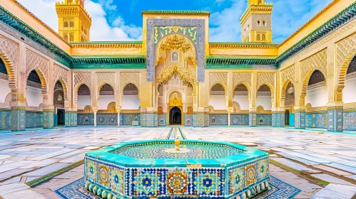 Ben Youssef Madrasa Courtyard in Marrakesh, Morocco