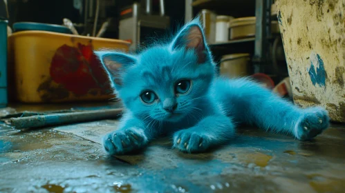 Charming Blue Kitten in Indoor Environment