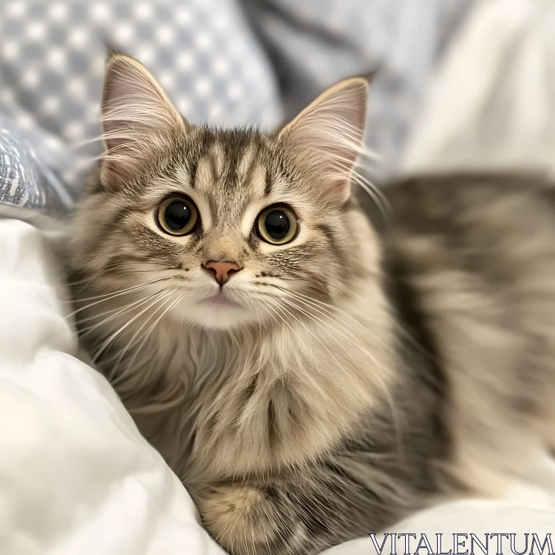 Cute Fluffy Cat Staring Curiously AI Image