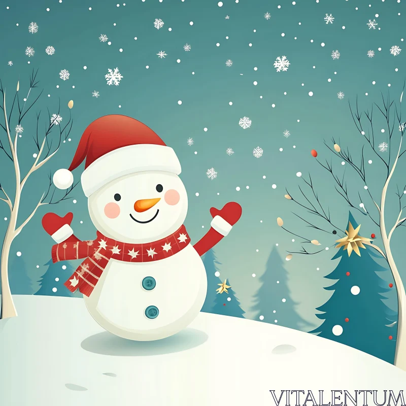 AI ART Festive Winter Snowman Scene