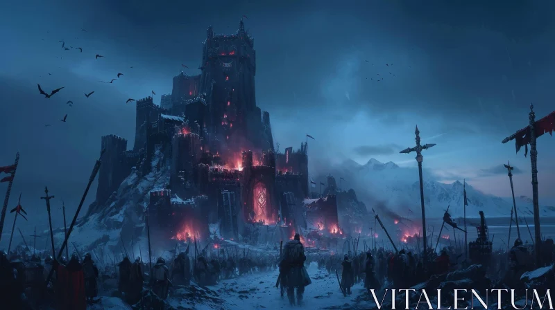 Dark Fantasy Castle under Siege Concept Art AI Image