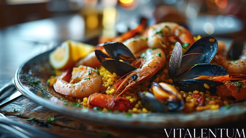 Delicious Spanish Paella with Seafood | Exquisite Rice Dish AI Image