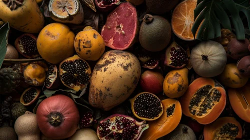 Vibrant Tropical Fruits Flat Lay - Exquisite Arrangement