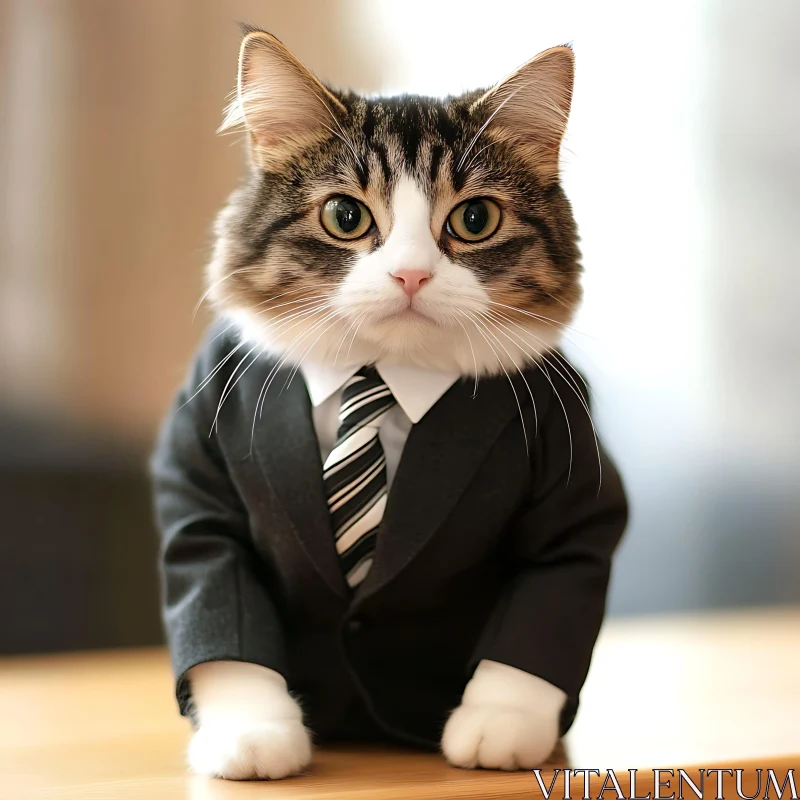 Dapper Cat in a Suit AI Image