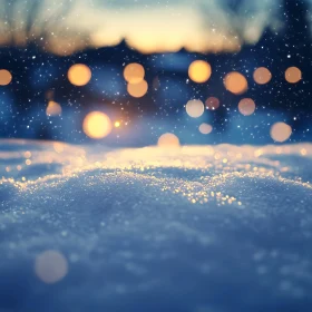 Winter Twilight with Snow and Lights