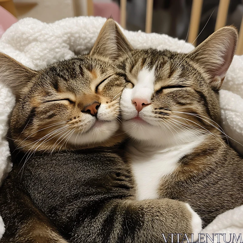 Cats Cuddled in Joyful Harmony AI Image