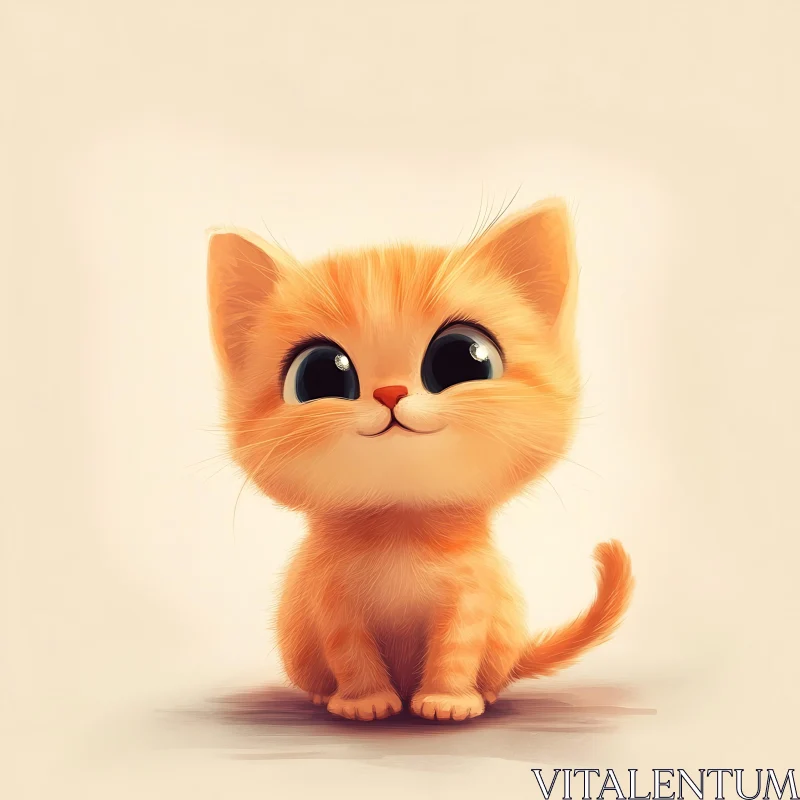 Cute Orange Kitten with Big Eyes AI Image