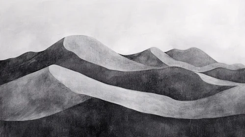 Tranquil Abstract Hills in Black and White