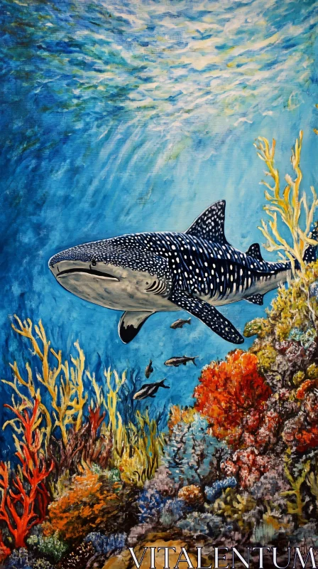 AI ART Whale Shark and Coral Reef Underwater Painting