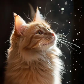 Fluffy Amber Cat in a Magical Light Setting