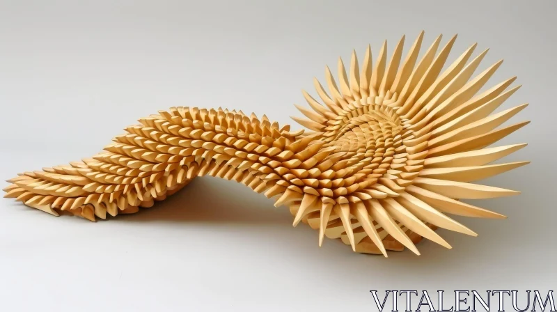 Close-up Wooden Sculpture | Abstract Three-Dimensional Art AI Image