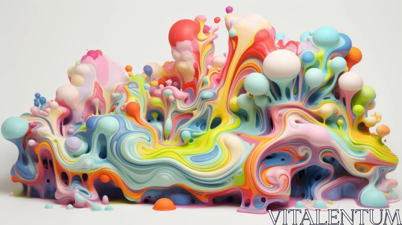 Colorful Abstract 3D Landscape - Melting Shapes AI Image