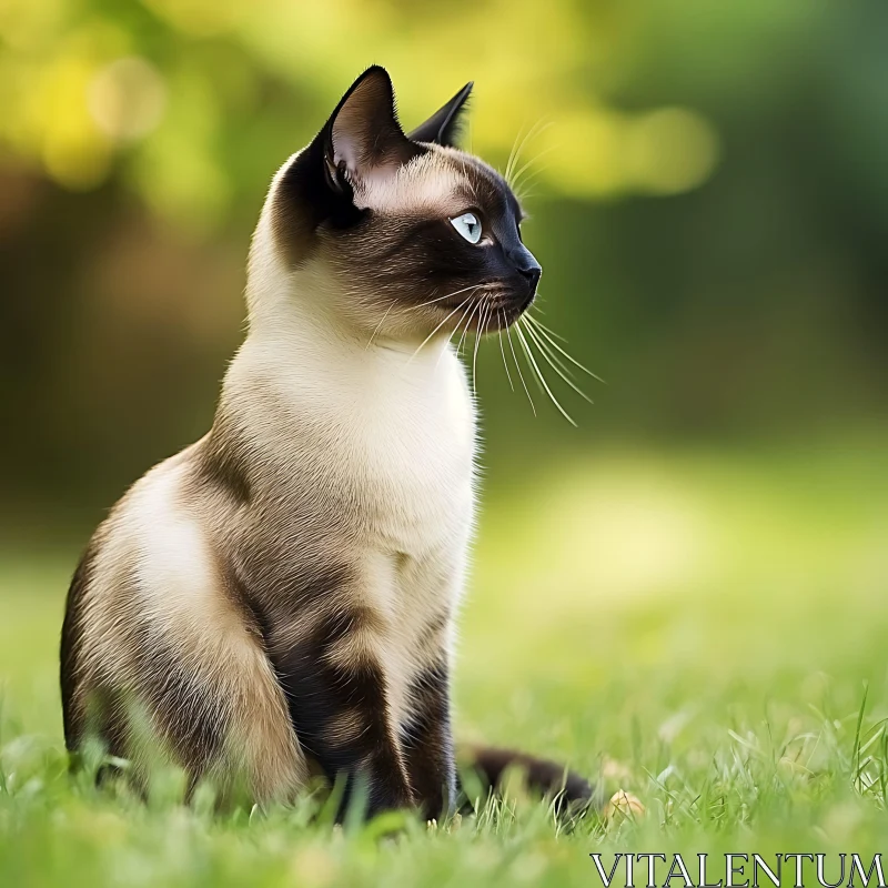 Attentive Siamese Cat in a Natural Setting AI Image