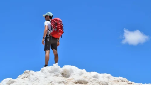 Hiking on Snow in Summer: A Captivating Image of Nature's Wonders