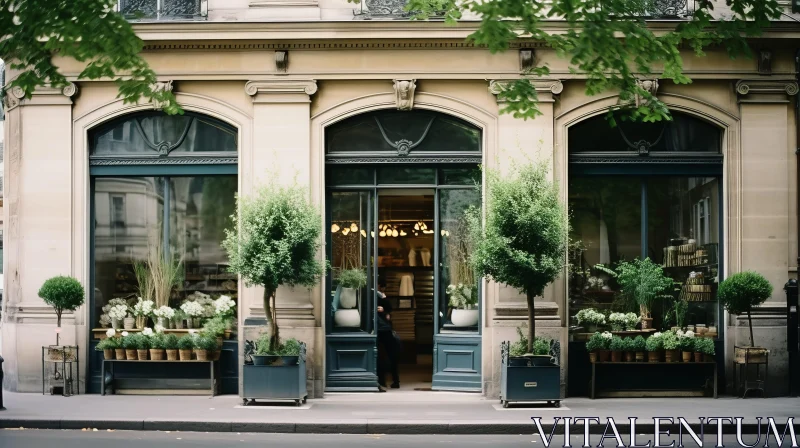 Romantic Parisian Florist: A Symphony of Light Indigo and Dark Green AI Image