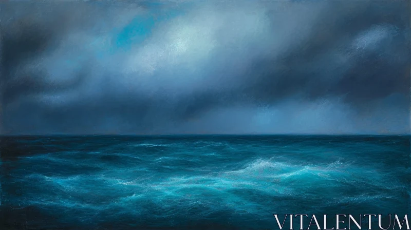 AI ART Stormy Sea Seascape Painting - Dramatic and Intriguing