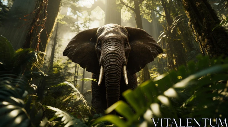 Unreal Engine Jungle: A Stunning Portrait of an Elephant in a Lush Environment AI Image