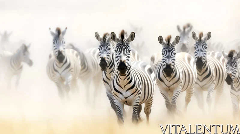 Zebras Running in African Savanna - Majestic Wildlife Scene AI Image