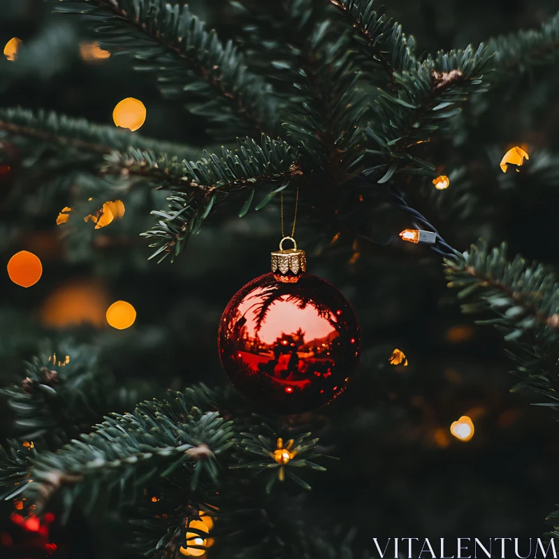 Christmas Tree Ornament with Fairy Lights AI Image