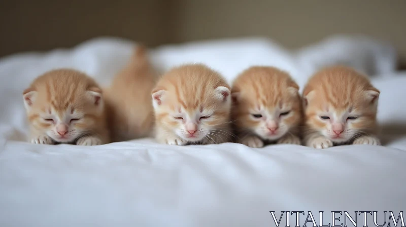 Four Cute Sleeping Ginger Kittens AI Image