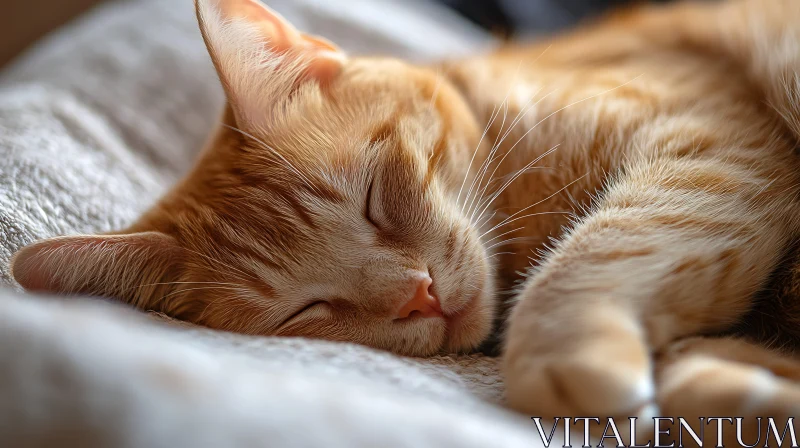 Tranquil Ginger Feline Resting AI Image