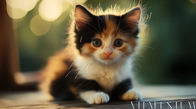 Cute Fluffy Kitten Portrait AI Image