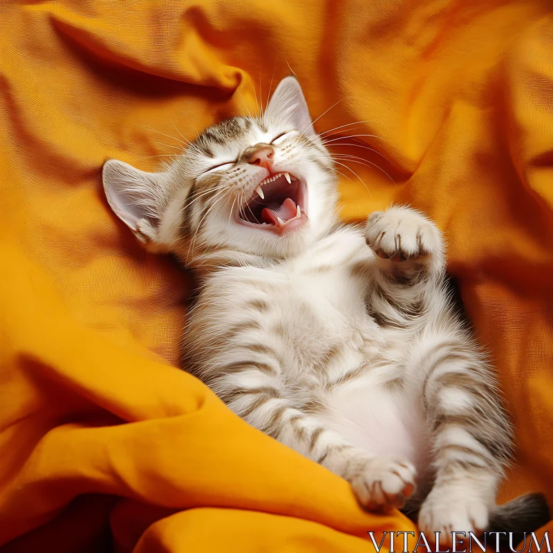 AI ART Yawning Kitten in Comfort