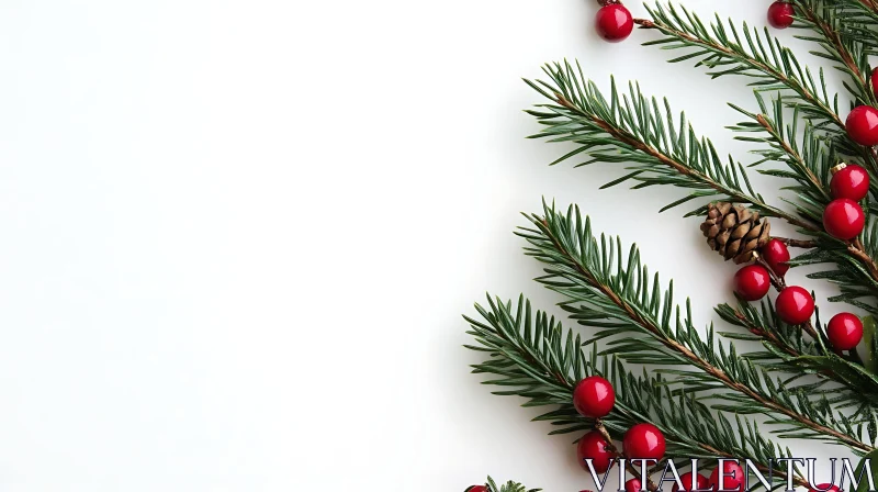 Seasonal Evergreen and Berry Decoration AI Image