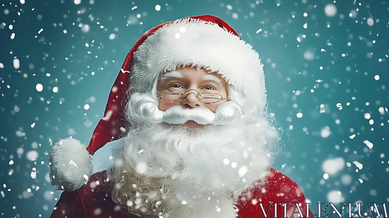 AI ART Santa Claus Amidst Winter Snowfall