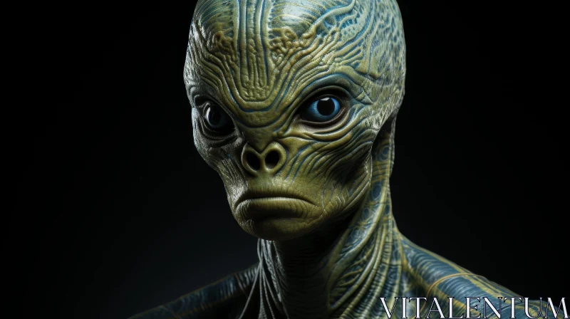 Alien Head 3D Rendering - Intriguing Creature Portrait AI Image
