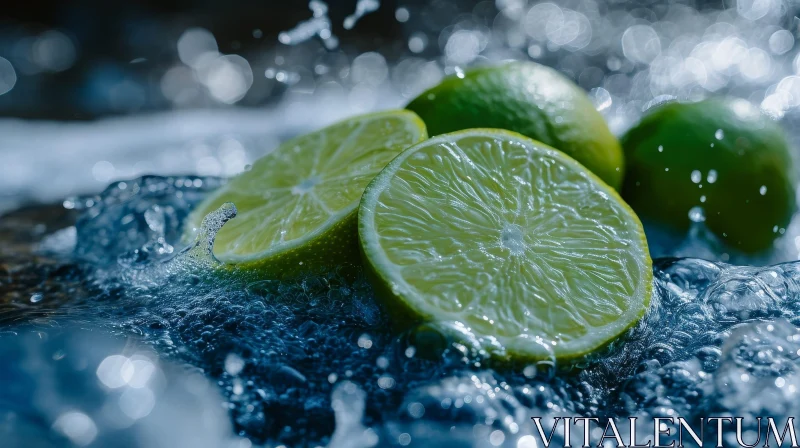 Close-up of Green Lime Wedges with Water Droplets | Food Photography AI Image