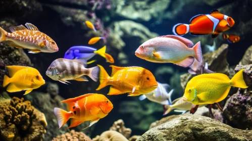 Colorful Tropical Fish in a Captivating Saltwater Aquarium