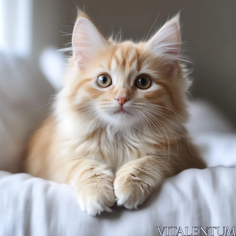 Adorable Ginger Kitten Lying Comfortably AI Image