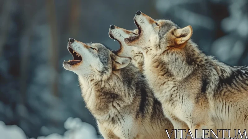 Enchanting Image of Wolves Howling in the Forest AI Image