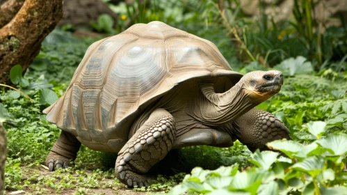 Majestic Galapagos Tortoise in Natural Setting