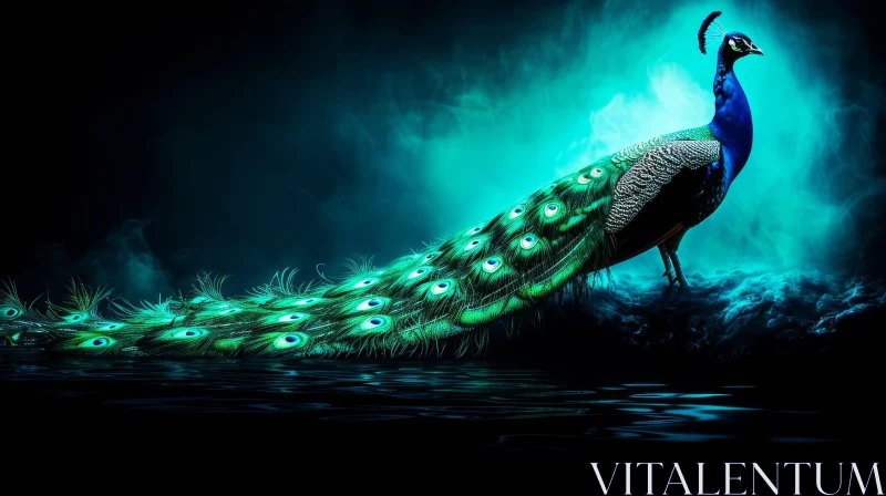 Majestic Peacock on Rock: Captivating Nature Photography AI Image