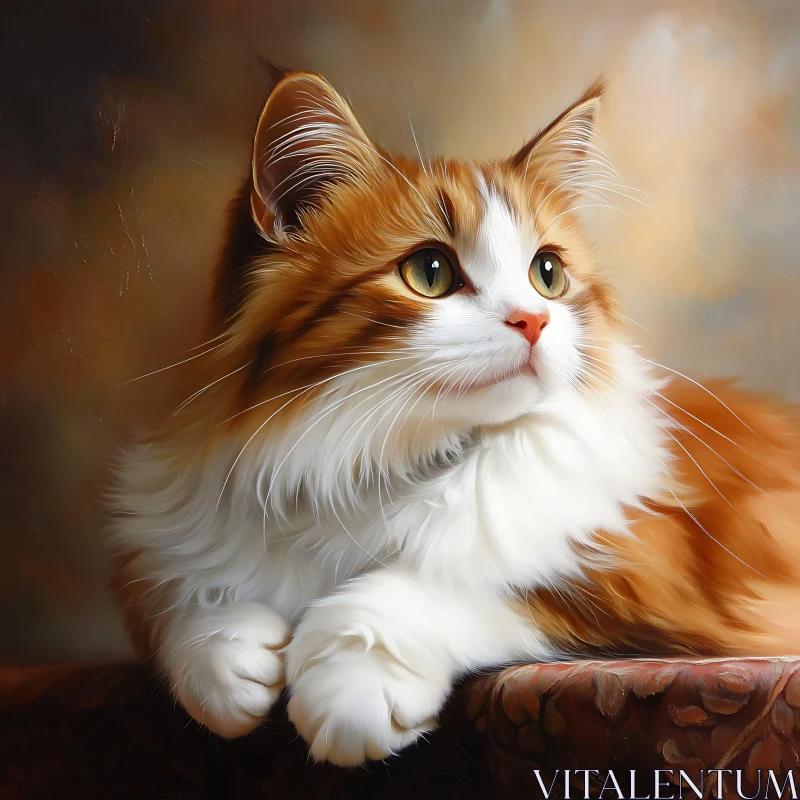 Fluffy Orange Cat with Green Eyes AI Image