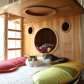 Comfortable Cat in Wooden Condo